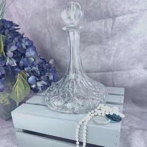 Vintage Block Crystal Olympic Ships Decanter   Full Lead Handcut  Poland